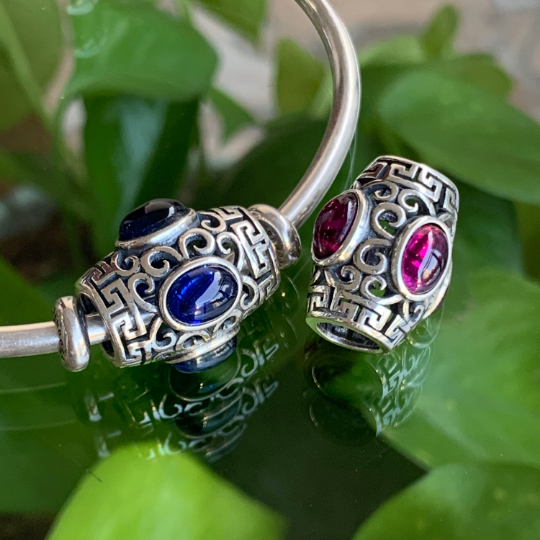 Gemstone Silver Gold Barrel Beads Rhodolite Artificial Sapphire Opal Moonstone Amethyst peridot for European Charm Bracelets