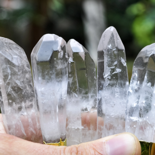 Gold Plated Raw Transparent Rock Crystal Quartz White Crystal Natural Layering Pendant