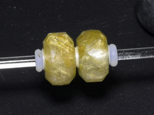 Golden Rutilated Quartz Bead Rod Beads with Small Core Suitable for Charms