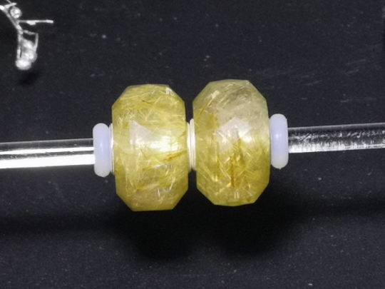 Golden Rutilated Quartz Bead Rod Beads with Small Core Suitable for Charms