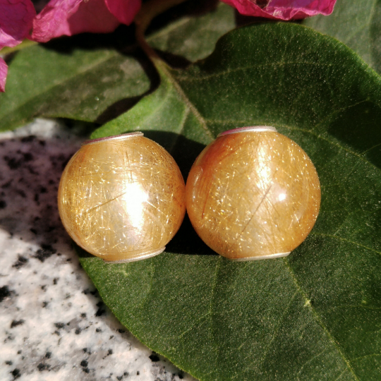 Mini Round Bead Golden Rutilated Quartz Gorgeous Rutilated Quartz with Small Core