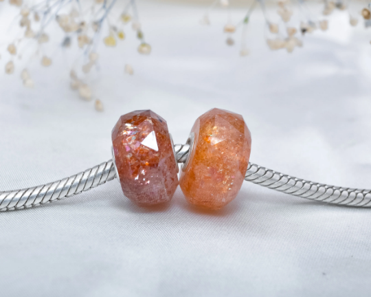 Natural Sunstone beads Golden Strawberry Quartz Beads Gemstone for Pandora or Trollbeads Bracelets Bangles