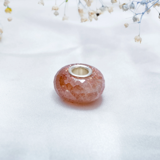 Natural Sunstone beads Golden Strawberry Quartz Beads Gemstone for Pandora or Trollbeads Bracelets Bangles