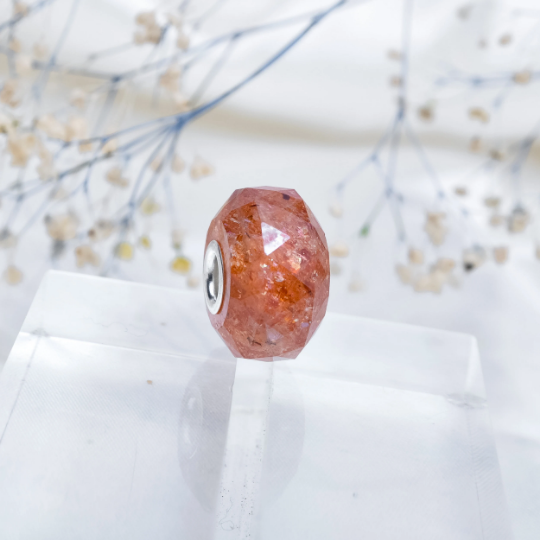 Natural Sunstone beads Golden Strawberry Quartz Beads Gemstone for Pandora or Trollbeads Bracelets Bangles