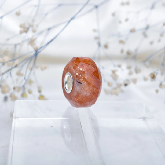 Natural Sunstone beads Golden Strawberry Quartz Beads Gemstone for Pandora or Trollbeads Bracelets Bangles