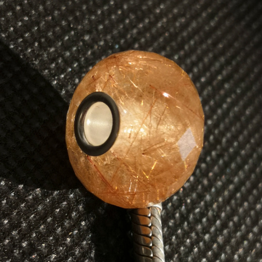 Awesome Faceted Golden or Copper Rutilated Quartz Beads with Small Core for Panfora or Trollbeads Bracelets