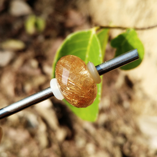 Awesome Faceted Golden or Copper Rutilated Quartz Beads with Small Core for Panfora or Trollbeads Bracelets