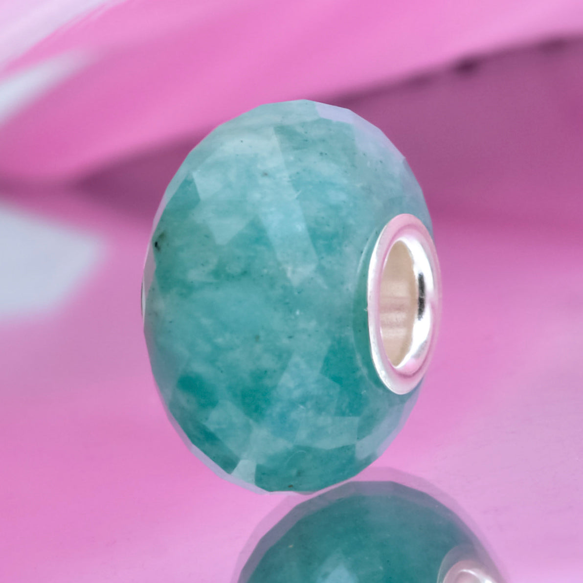 Faceted Green Amazonite Rondelle Gemstone Good3