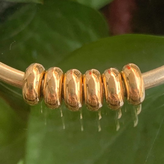 Gorgeous 18K Gold Stoppers Handmade Carved Gold Spacers for Ampearlbeads Pandora Trollbeads and Other Small Size Bracelets and Bangles