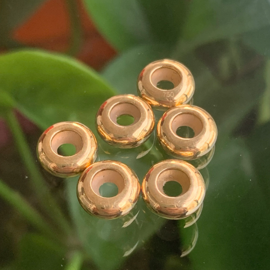Gorgeous 18K Gold Stoppers Handmade Carved Gold Spacers for Ampearlbeads Pandora Trollbeads and Other Small Size Bracelets and Bangles