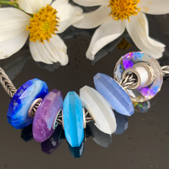 Gorgeous Faceted Thin Gemstone Beads Spacer Ring Surface Amethyst Lapis Lazuli Ruby Bead For Trollbeads Bracelet and Some of Pandora Bangles