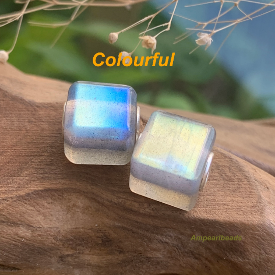 Gorgeous Labradorite Cube Beads Flashing Square Beads for European Pandora Trollbeads Bracelets or Bangles