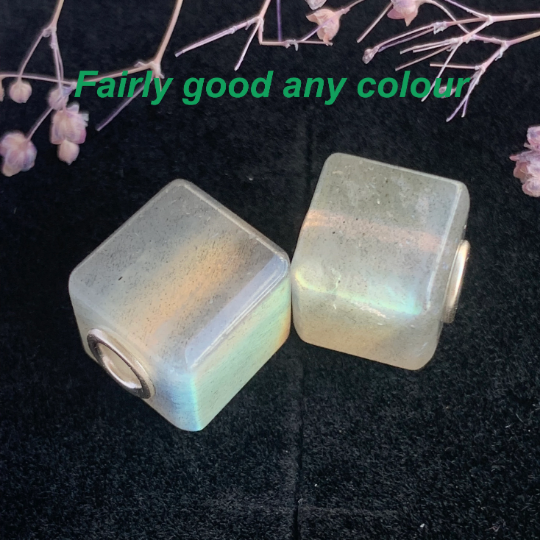 Gorgeous Labradorite Cube Beads Flashing Square Beads for European Pandora Trollbeads Bracelets or Bangles