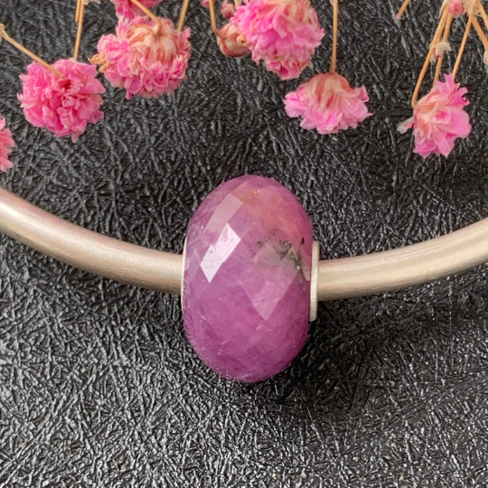 Faceted Gorgeous Ruby Value Beads Genuine Jewellery with Silver Core Suitable for European Bracelets