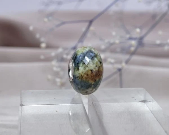 Gorgeous Yellow and Blue Feldspar Azurite Rock Bead Fantasies Gemstone Fits European Bracelets