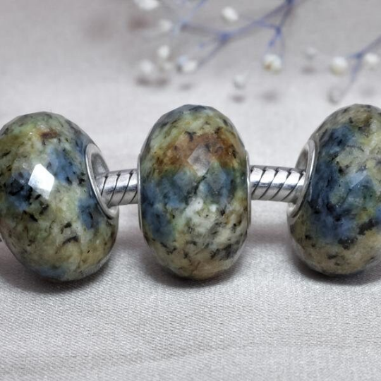 Gorgeous Yellow and Blue Feldspar Azurite Rock Bead Fantasies Gemstone Fits European Bracelets