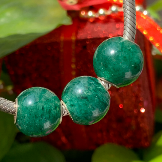 Stunning Sparkling Green Aventurine Mini Round Beads Fit European Trollbeads Bracelets and Some of the Pandora Bangles