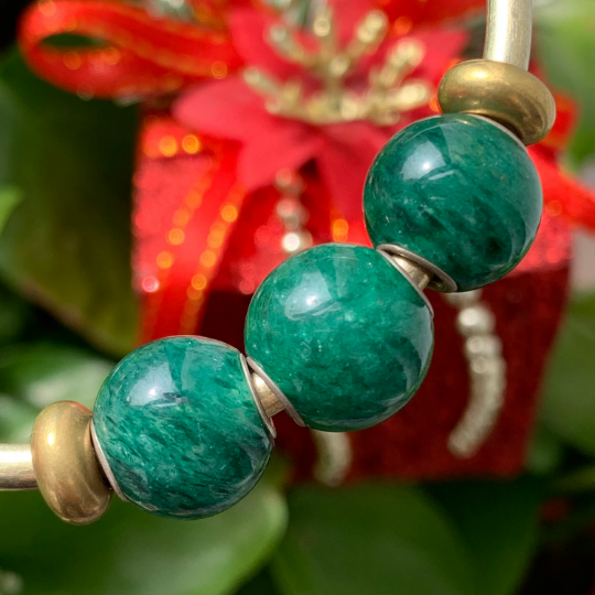 Stunning Sparkling Green Aventurine Mini Round Beads Fit European Trollbeads Bracelets and Some of the Pandora Bangles