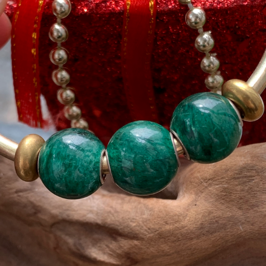 Stunning Sparkling Green Aventurine Mini Round Beads Fit European Trollbeads Bracelets and Some of the Pandora Bangles