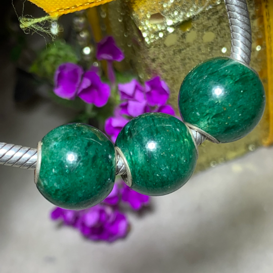 Stunning Sparkling Green Aventurine Mini Round Beads Fit European Trollbeads Bracelets and Some of the Pandora Bangles