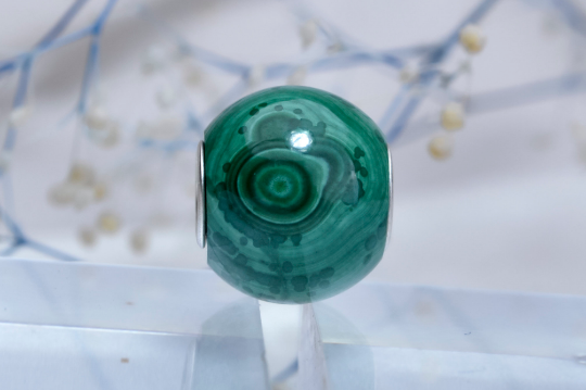 Green Malachite Mini Round Bead with Small Sterling Silver Core Adorable Bracelet