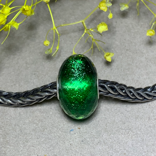 Green Sandstone Glass Beads Artisan Beads with Sterling Silver Core Fit European Charm Trollbeads Bracelets or Some of the Pandora Bangles