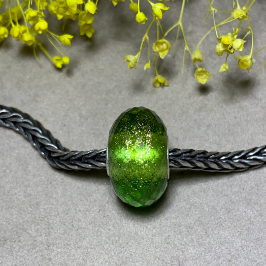 Green Sandstone Glass Beads Artisan Beads with Sterling Silver Core Fit European Charm Trollbeads Bracelets or Some of the Pandora Bangles