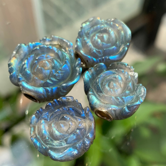 Labradorite Beads Stunning Carved Rose Labradorite Beads Natural Gemstone Beads for Trollbeads Bracelet