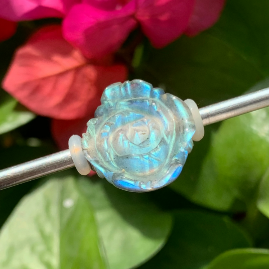 Labradorite Beads Stunning Carved Rose Labradorite Beads Natural Gemstone Beads for Trollbeads Bracelet
