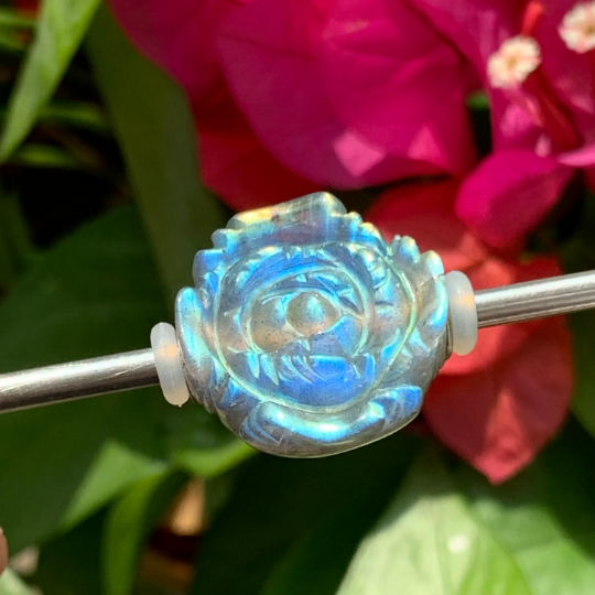 Labradorite Beads Stunning Carved Rose Labradorite Beads Natural Gemstone Beads for Trollbeads Bracelet