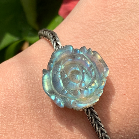 Labradorite Beads Stunning Carved Rose Labradorite Beads Natural Gemstone Beads for Trollbeads Bracelet