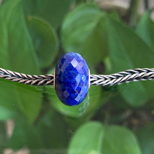 Faceted Lapis Lazuli Beads Gemstone Beads Blue Royal Blue Beads Small Core Beads with Silver Core Compatible For European Bracelet Bangles