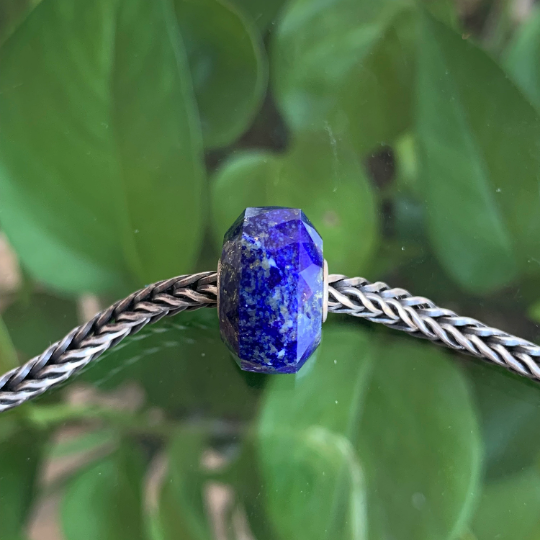 Faceted Lapis Lazuli Beads Gemstone Beads Blue Royal Blue Beads Small Core Beads with Silver Core Compatible For European Bracelet Bangles