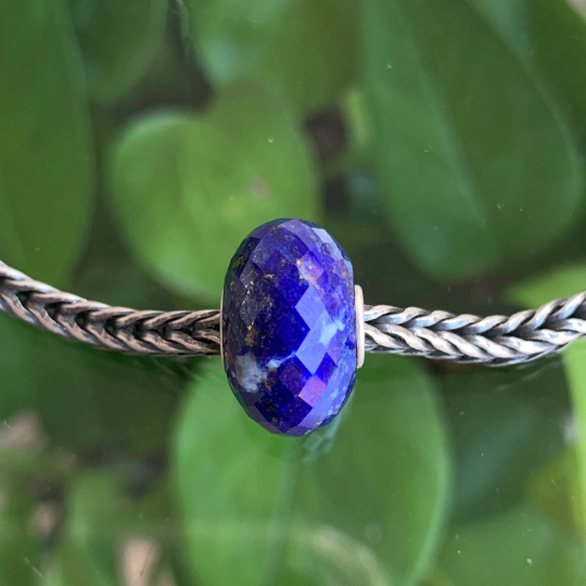 Faceted Lapis Lazuli Beads Gemstone Beads Blue Royal Blue Beads Small Core Beads with Silver Core Compatible For European Bracelet Bangles