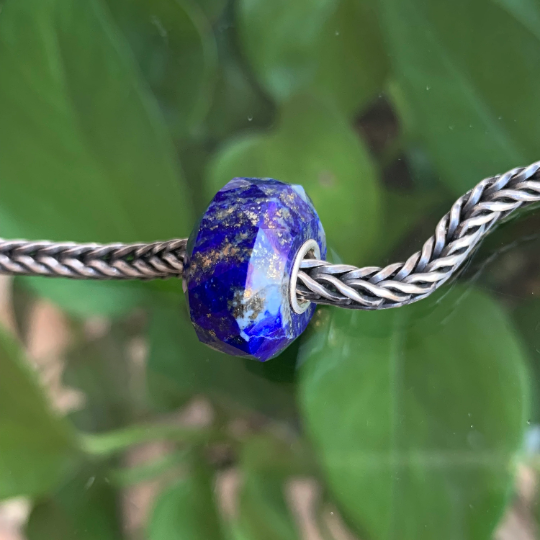 Faceted Lapis Lazuli Beads Gemstone Beads Blue Royal Blue Beads Small Core Beads with Silver Core Compatible For European Bracelet Bangles