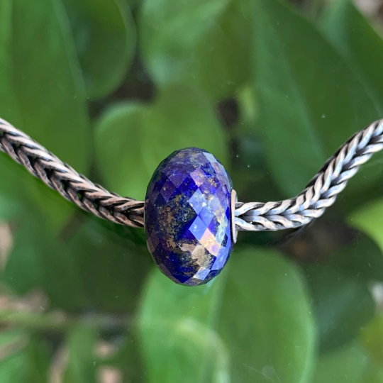 Faceted Lapis Lazuli Beads Gemstone Beads Blue Royal Blue Beads Small Core Beads with Silver Core Compatible For European Bracelet Bangles