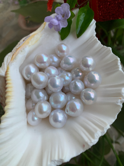 Unique Irregular Shape Large Size White Freshwater Pearl Beads Silver Core for European Charm Trollbeads Bracelets or Some Pandora Bangles