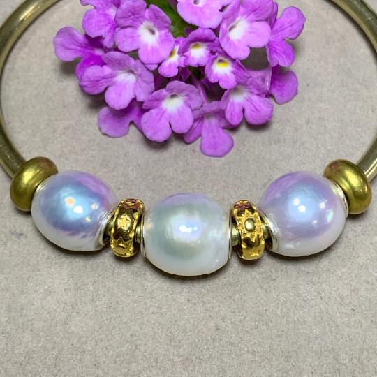 Unique Irregular Shape Large Size White Freshwater Pearl Beads Silver Core for European Charm Trollbeads Bracelets or Some Pandora Bangles