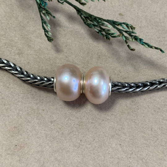 Lilac Purple or Purple Orange Freshwater Oval Pearl Beads with Small Core for European Trollbeads Bracelets or Pandora Bangles