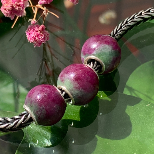 Lovely Ruby Zoisite Mini Round Beads Fit European Trollbeads Bracelets and Some of the Pandora Bangles