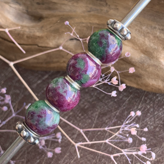 Lovely Ruby Zoisite Mini Round Beads Fit European Trollbeads Bracelets and Some of the Pandora Bangles