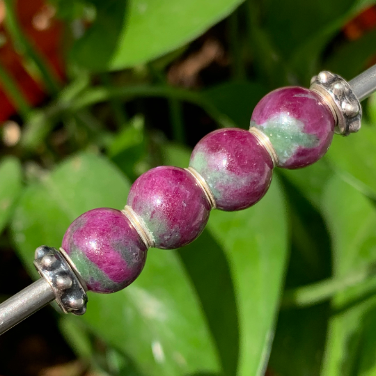 Lovely Ruby Zoisite Mini Round Beads Fit European Trollbeads Bracelets and Some of the Pandora Bangles