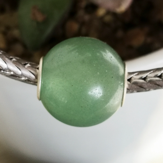 Mini Round Bead Green Aventurine Green Charms Bracelet Compatible Small Bracelet Sterling Ampearlbeads European Gemstone
