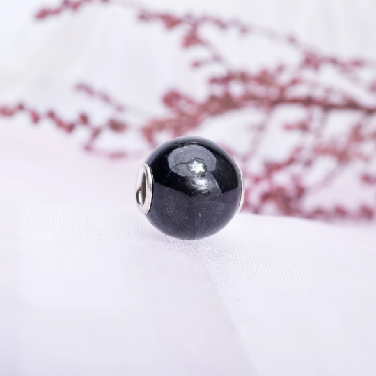 Mini Round Hypersthene beads with Small Silver Core for European Charm Trollbeads Bracelet or Pandora Bangle