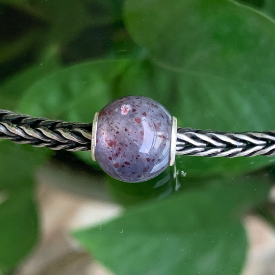 Mini Round Iolite Cordierite Beads Gemstone Beads Charm with Small Core for European Charm Trollbeads Bracelet Bangle or Pandora Bangle