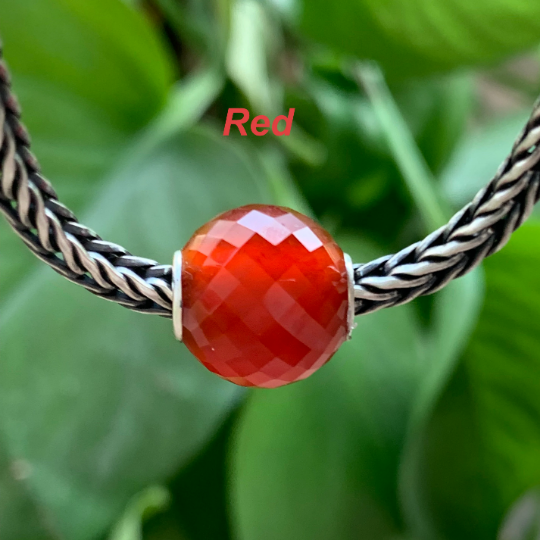 Faceted Ampearlbeads Mini Round Onyx Beads with Silver Core Red White Black Onyx for European Pandora and Trollbeads Bracelets or Bangles