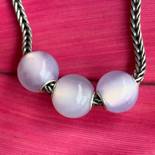 Mini Round Bead Natural Blue Chalcedony Bead European Bracelet Bead with Small Core Genuine Gemstone