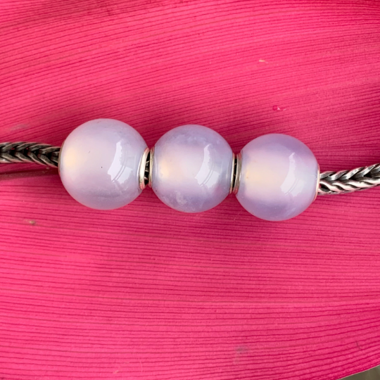 Mini Round Bead Natural Blue Chalcedony Bead European Bracelet Bead with Small Core Genuine Gemstone