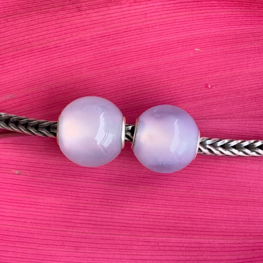 Mini Round Bead Natural Blue Chalcedony Bead European Bracelet Bead with Small Core Genuine Gemstone