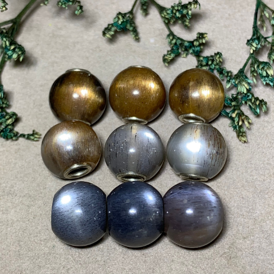 Charming Ampearlbeads Mini Round Natural Gray Moonstone Bead with Silver Core for European Trollbeads Pandora Bracelets or Bangles